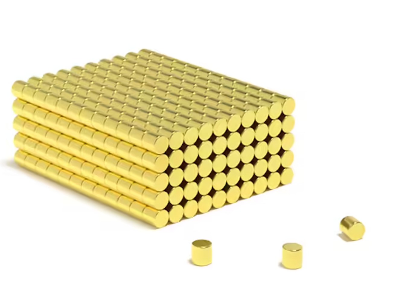 Customized high pull force super strong Neodymium Gold Plated therapy compact cylinder -shaped magnet