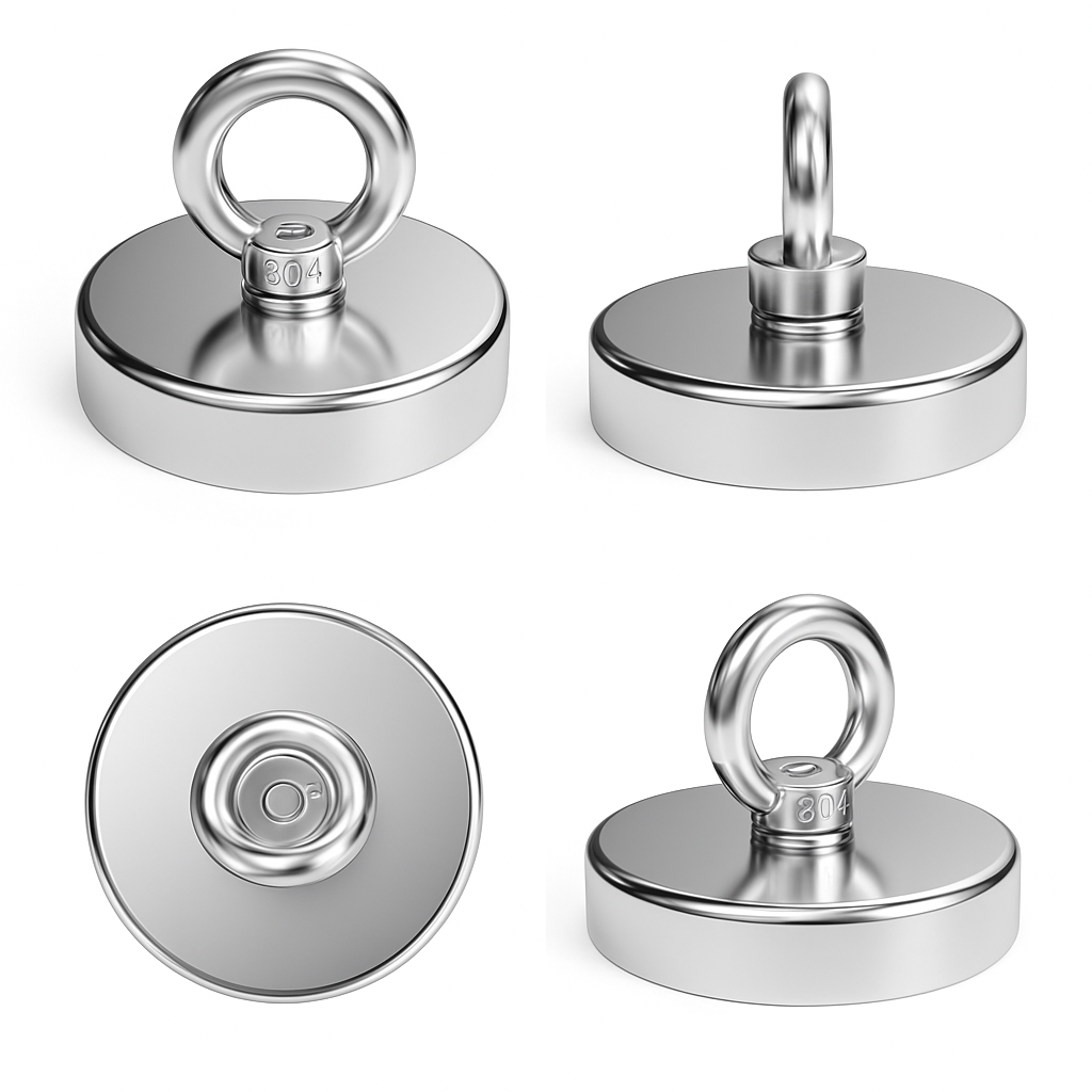 Strong durability Stainless steel eyelet round permanent rare earth magnet