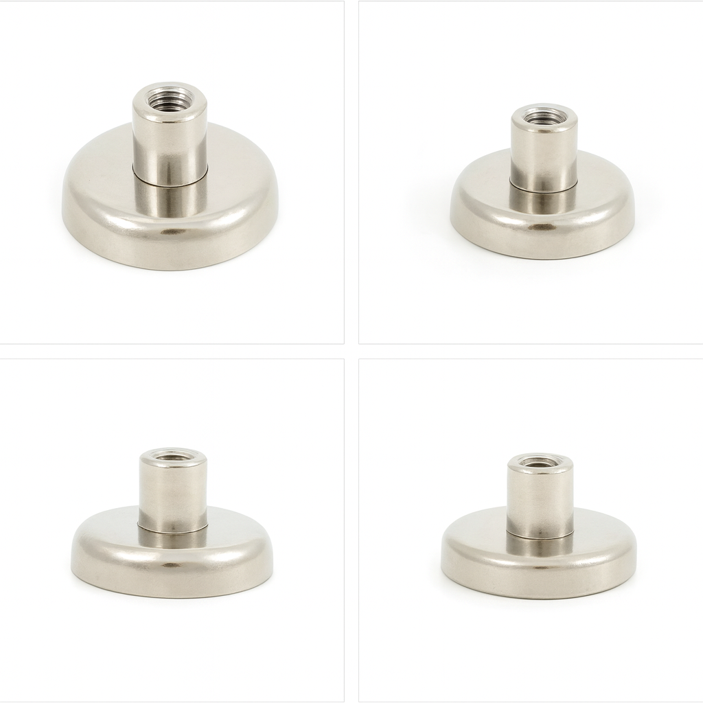 precision machined High pull force rated threaded mounting permanent rare earth magnet