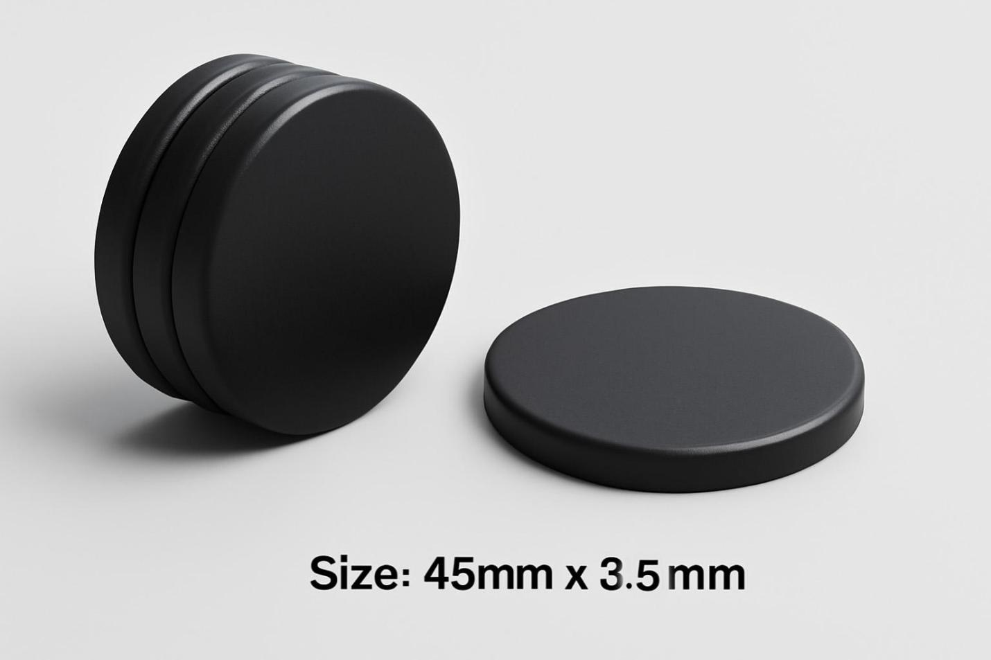 Powerful D 45mm x 3.5mm Neodymium Round Magnets – Black Epoxy Coated, Rare Earth Magnets for DIY, Crafts, Woodworking, Engineering & More