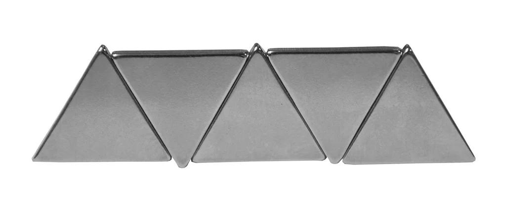 Ultra-strength high-accuracy ultra-powerful high tolerance high torque triangle shaped 15mm sides x 3mm TH nickel coated neodymium magnet