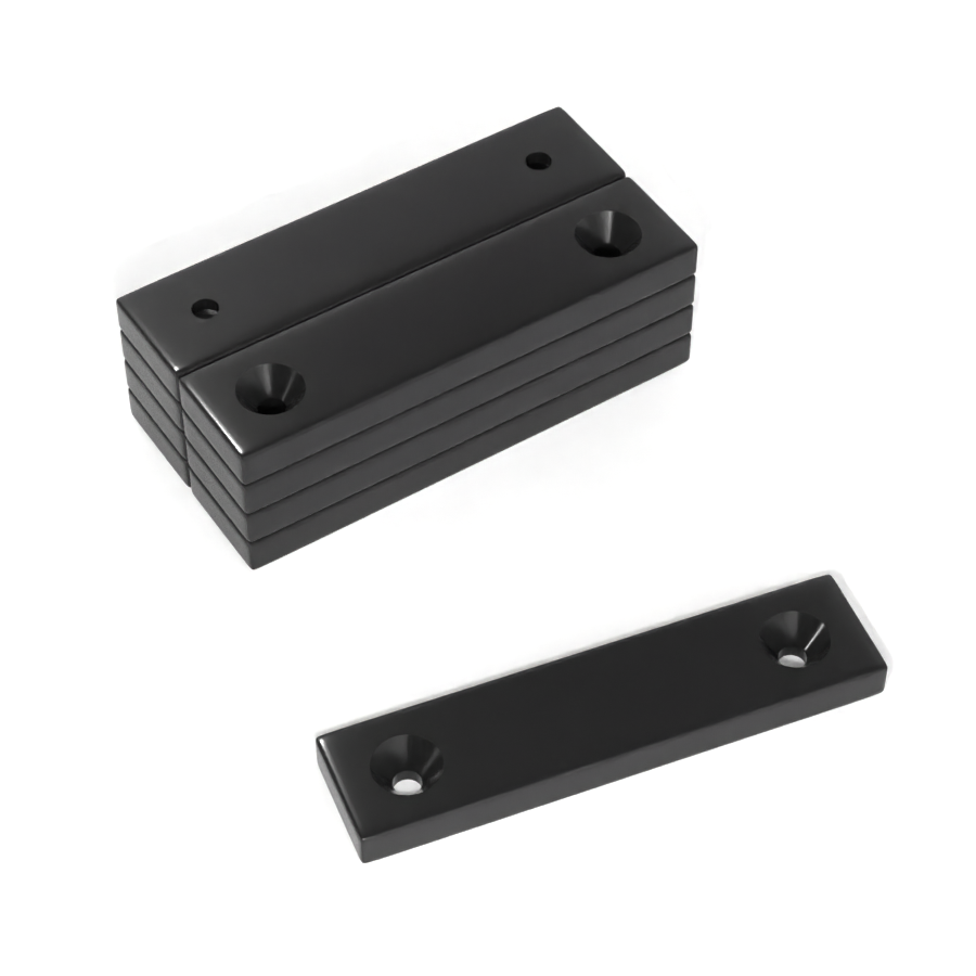 Powerful permanent Black epoxy coated bar Countersunk Neodymium Magnets