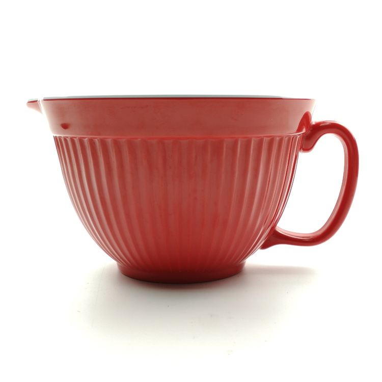 Kitchen Jug Red Melamine Mixing Bowl with Spout and Handle