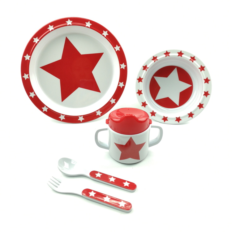 Melamine Kids Dinner Set With Non-Slip Silicone Ring
