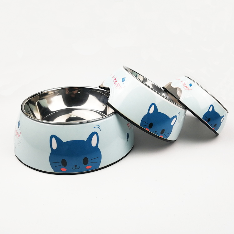 High Quality Stainless Steel Pet Bowl with Color Melamine Premium Bowls & Feeders