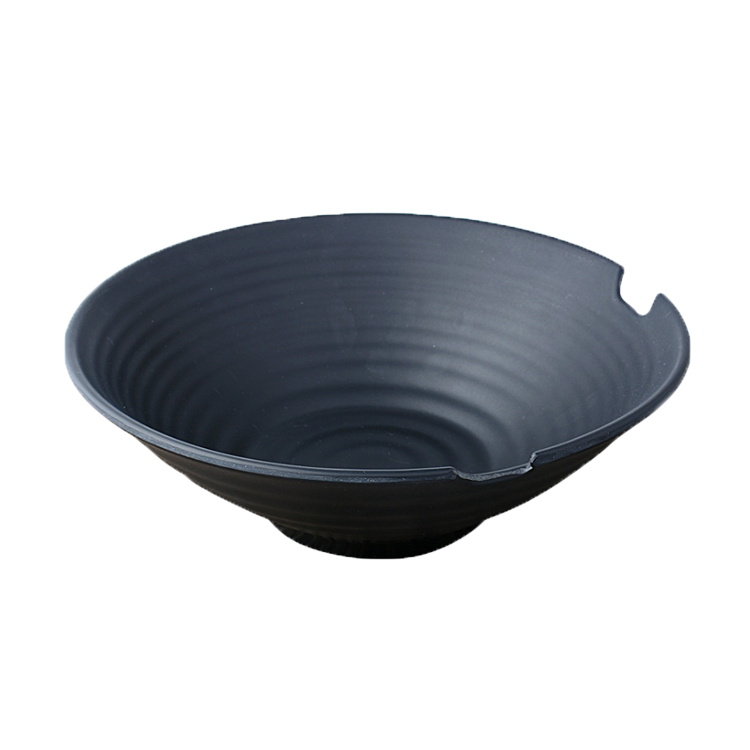 Japanese Style Soup Bowl Set Black Melamine Ramen Bowls with Chopsticks and Ladle Spoons Wholesale Product