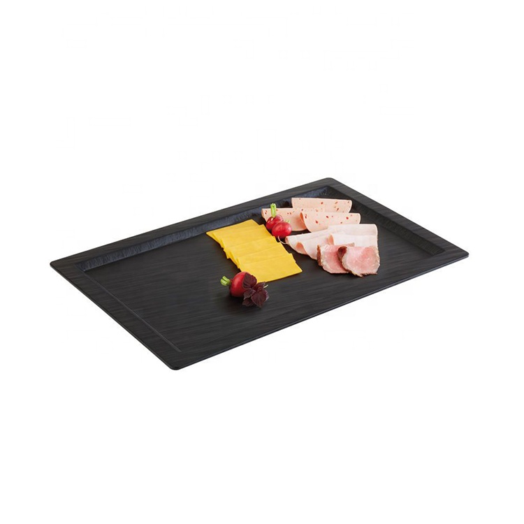 Hotel Restaurant Serving Tray GN 1/1 Food Grade Melamine with Black Slate Effect Dishes & Plates