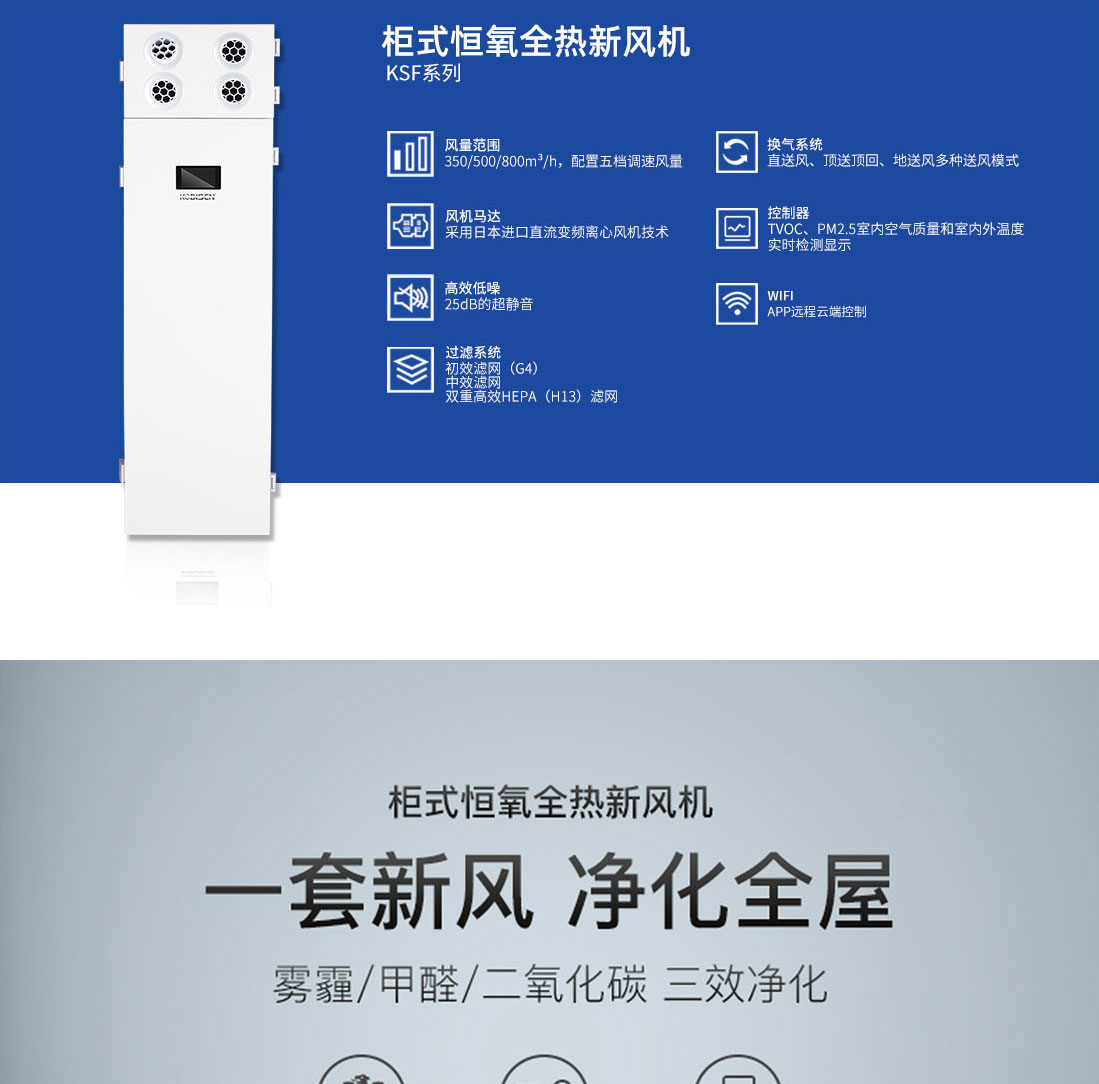 KSF系列柜式恒氧全热 新风机