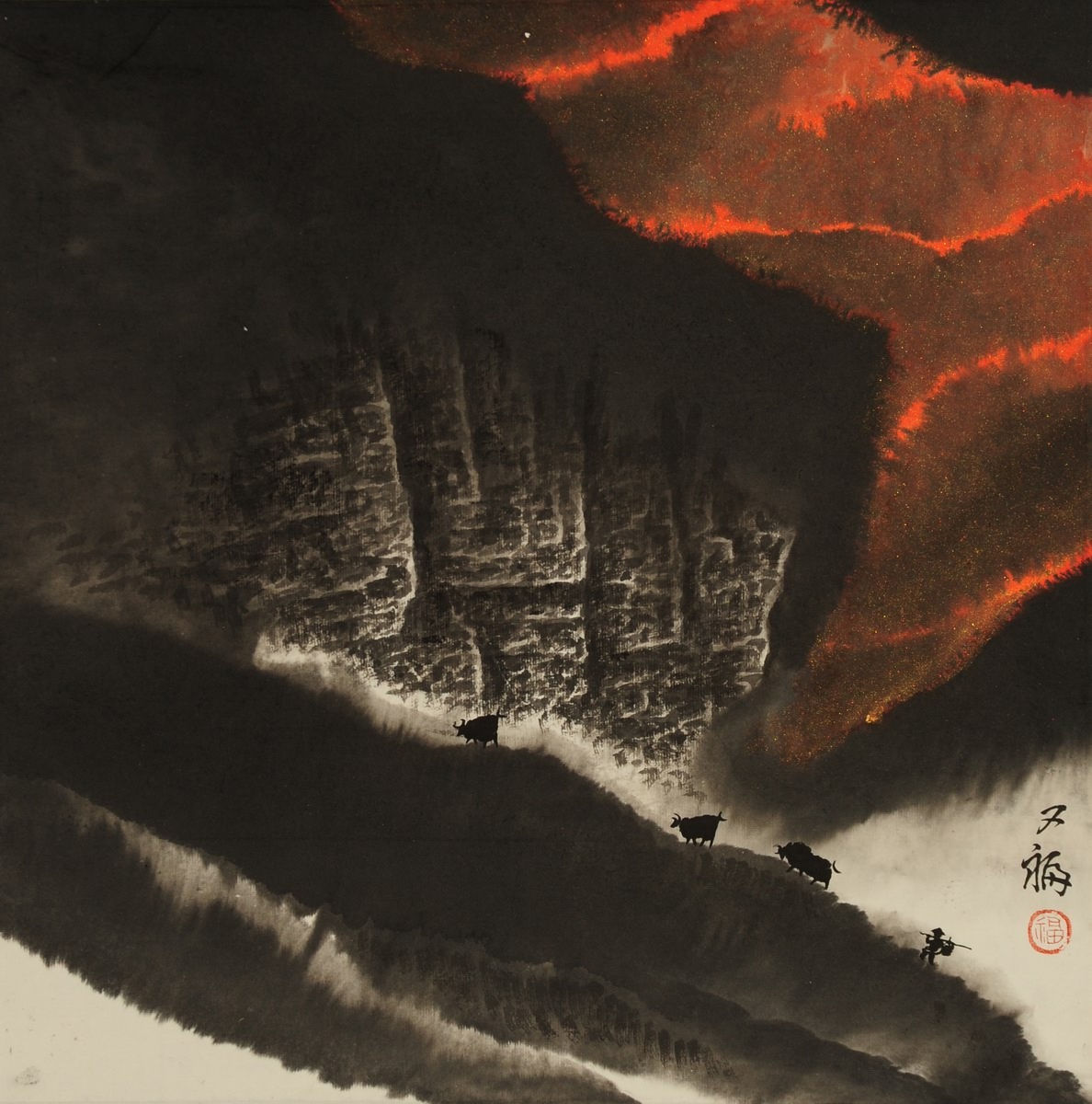 1-1093　贾又福　牧牛归来