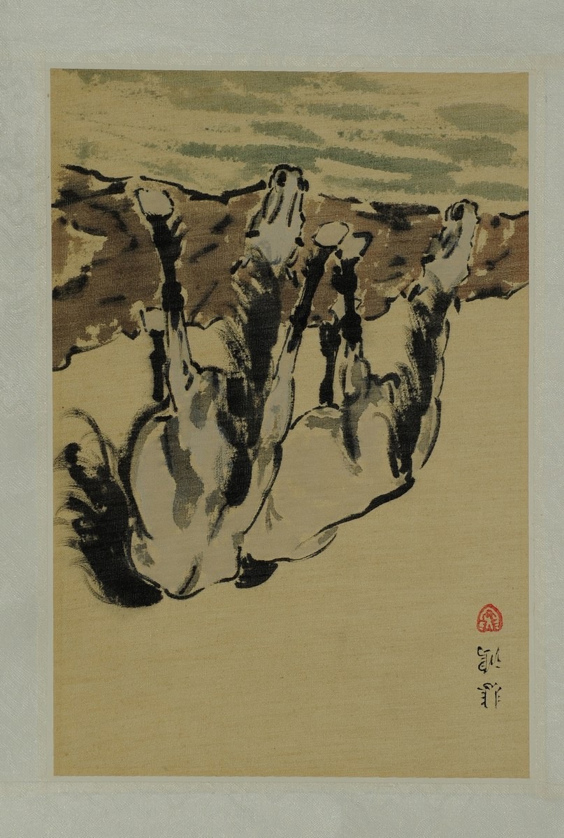 1-1132　徐悲鸿　双骏