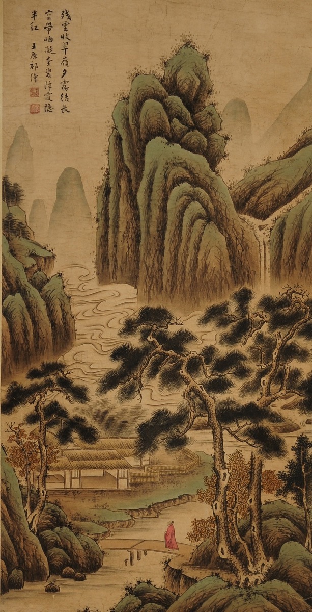 1-795　王原祁　青绿山水人物