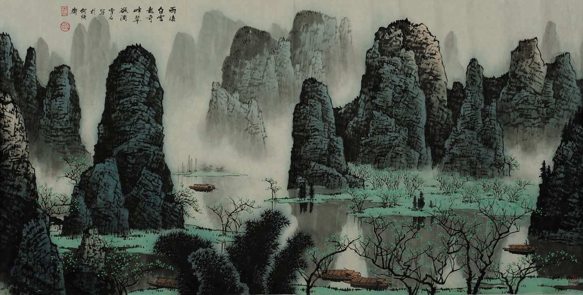1-813　白雪石　青绿山水