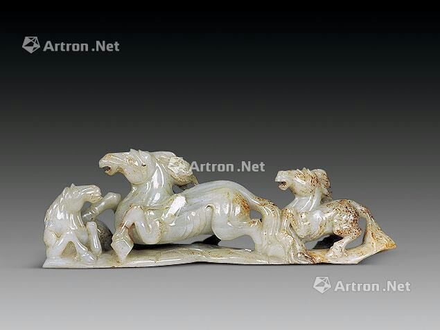 和田玉三骏摆件（明代）