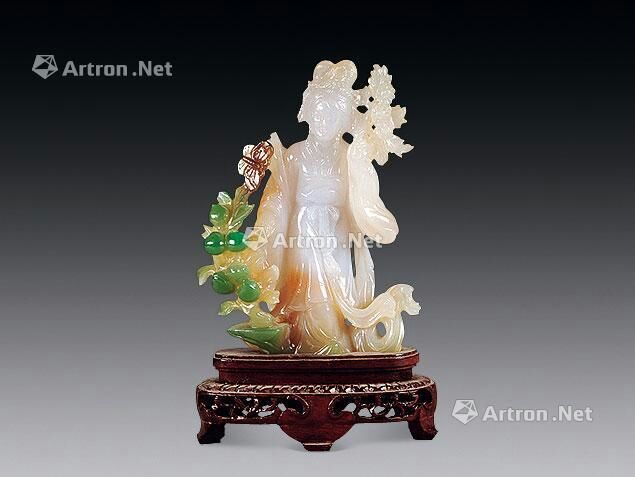 三彩玛瑙仕女摆件（民国）