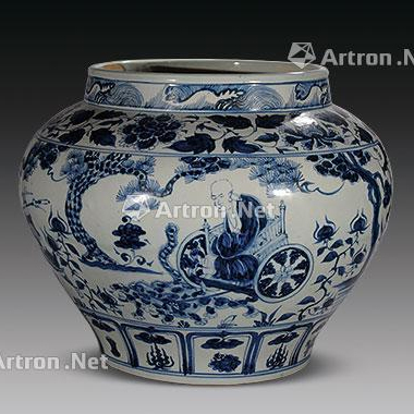 青花鬼谷下山大件（元代）