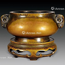 铜羊耳圈足双屉炉（清雍正）