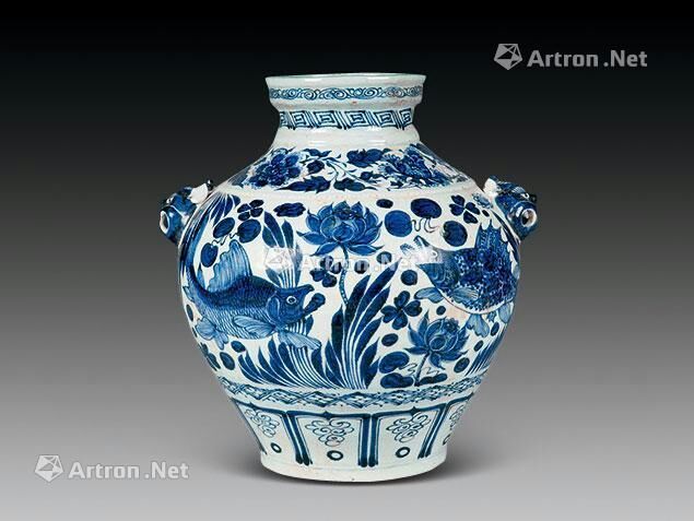 青花铺首盘口尊（元代）