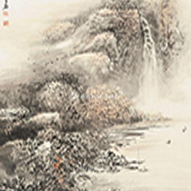 叶阿林-渔舟唱晚山水