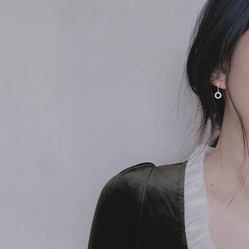 14K Gold Zircon Earrings Korean Simple Exquisite Sparkling Women