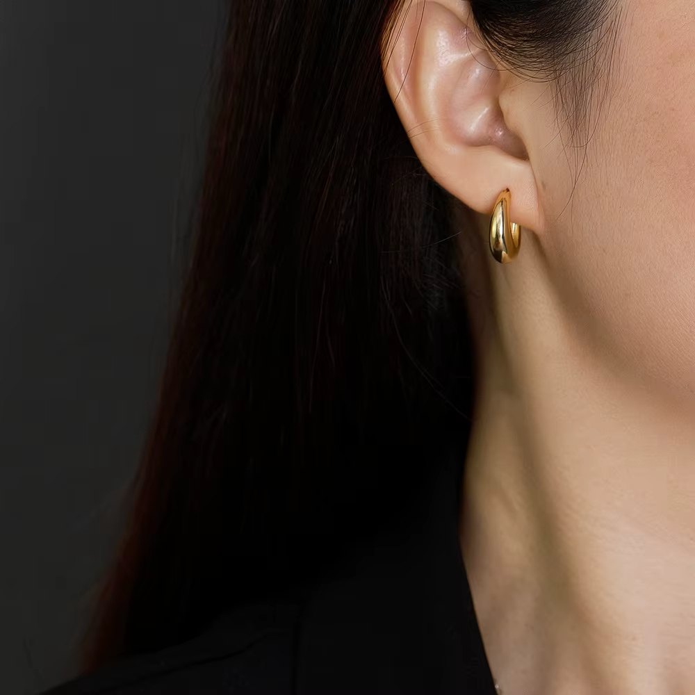 17mm Fine Jewelry Earrings 925 Sterling Silver Earrings 18k Gold Plated Women Huggie Hoop Earrings