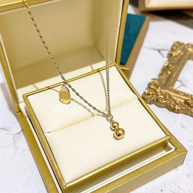 18K Gold Plated Calabash Pendant Necklace – Lucky Gourd Jewelry for Women