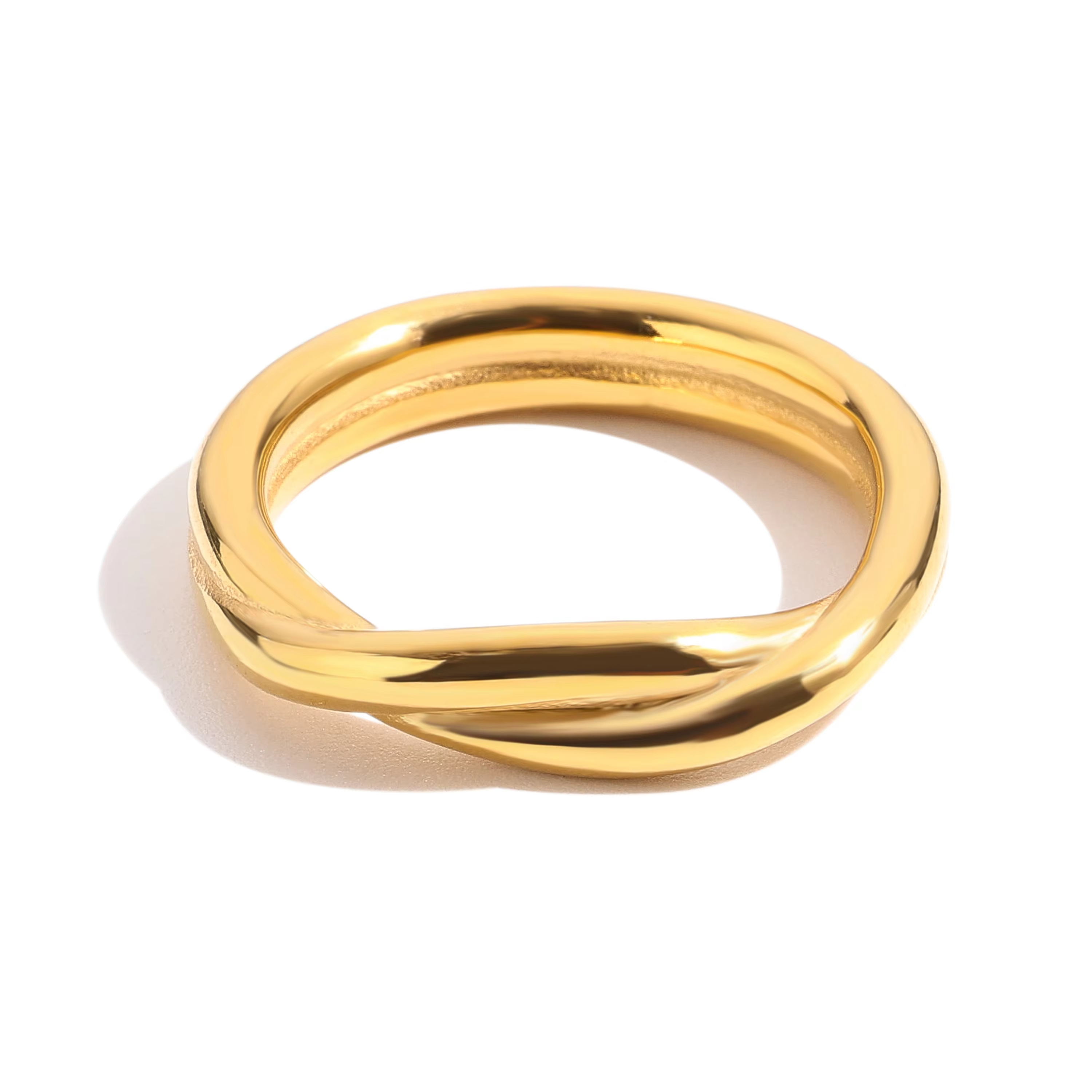 18K Gold Plated Entwined Eternity Ring – Waterproof Non‑Tarnish Stainless Steel