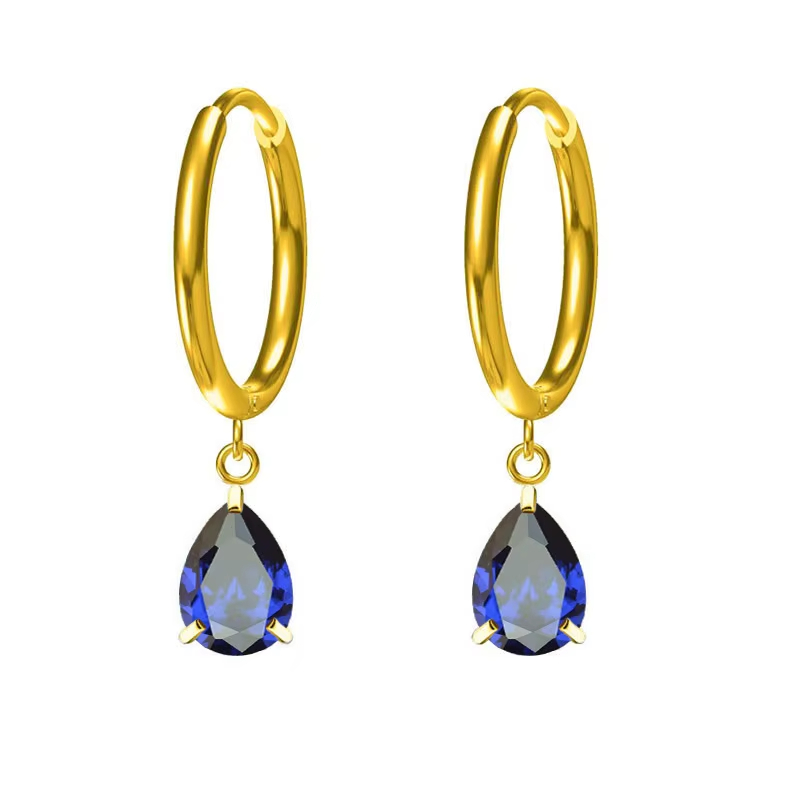 18K Gold Plated Geometric Diamond Design Drop Earrings with Zirconia Trendy Fashion Fine Gift for Her
