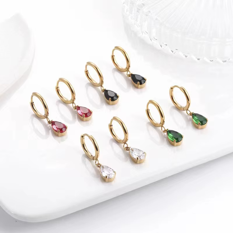 18K Gold Plated Geometric Diamond Design Drop Earrings with Zirconia Trendy Fashion Fine Gift for Her