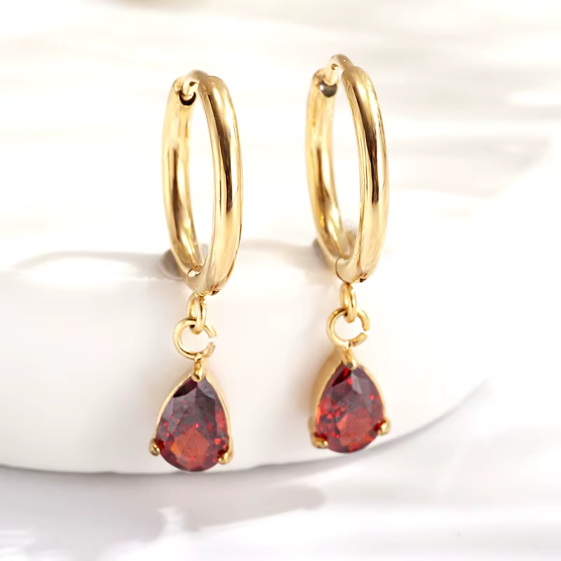 18K Gold Plated Geometric Diamond Design Drop Earrings with Zirconia Trendy Fashion Fine Gift for Her