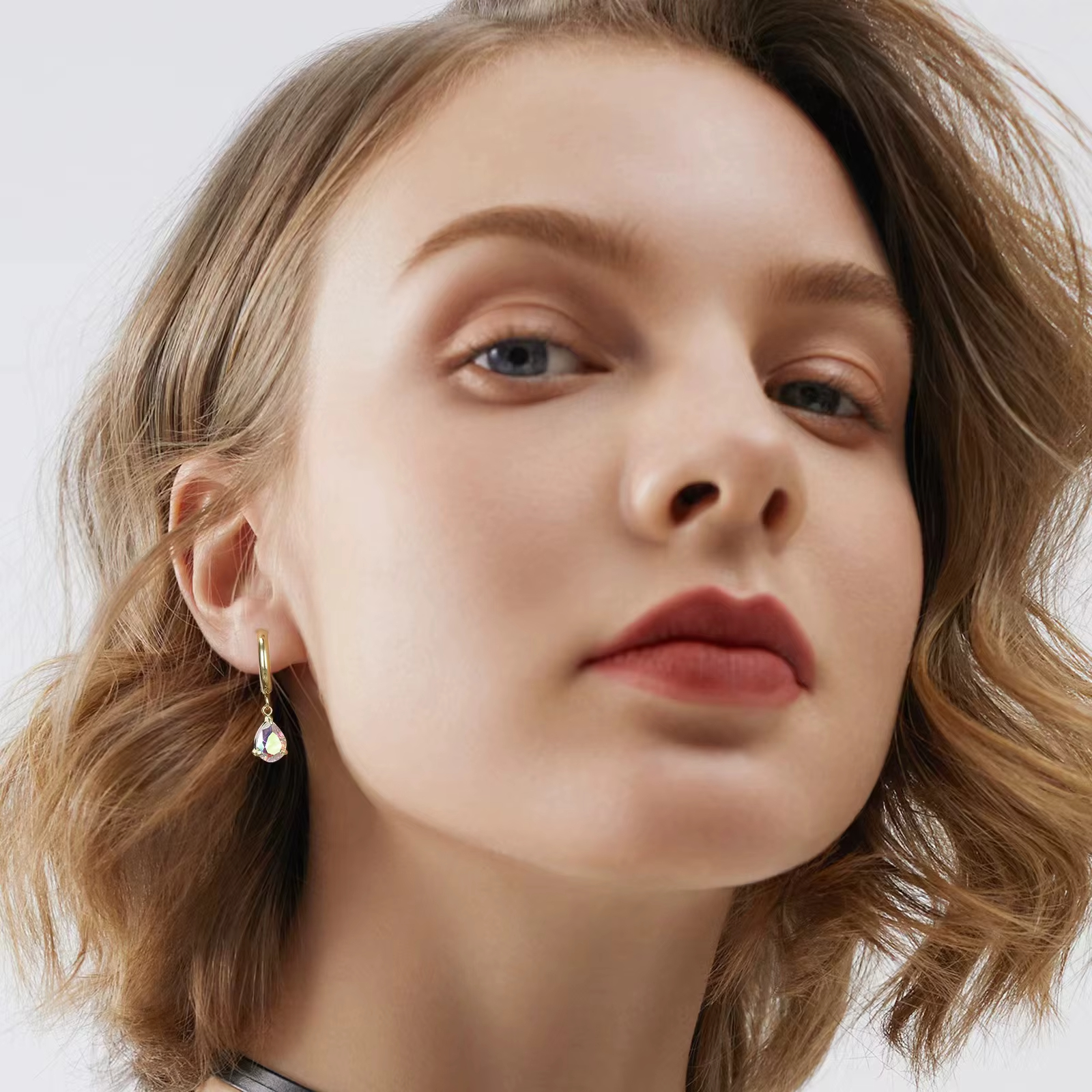 18K Gold Plated Geometric Diamond Design Drop Earrings with Zirconia Trendy Fashion Fine Gift for Her