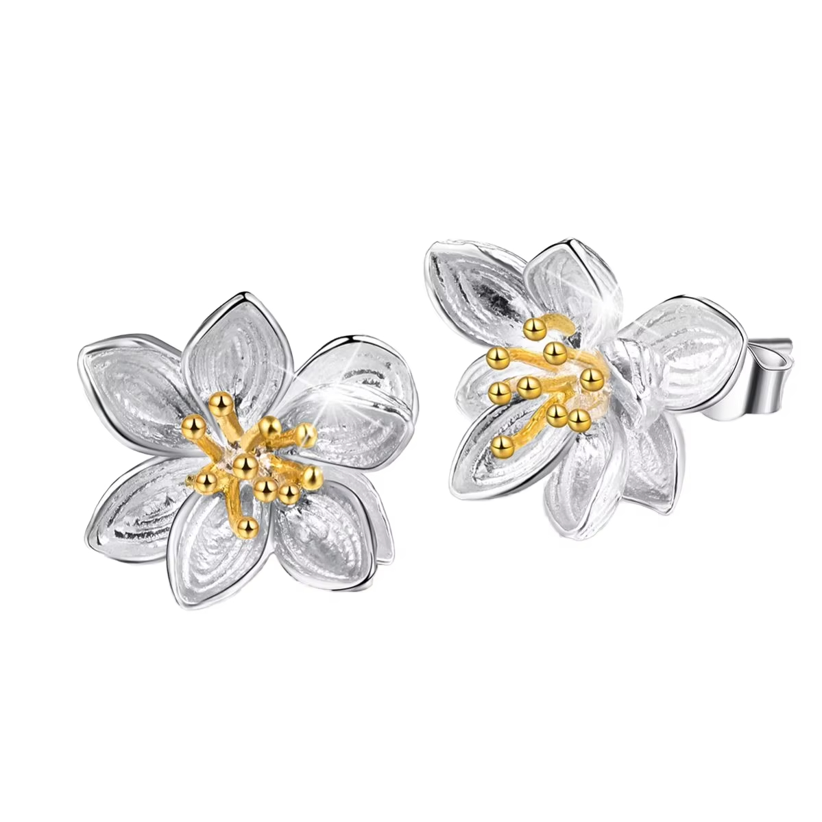 18K Gold Plated Handmade 925 Sterling Silver Stud Earrings for Wedding Anniversary or Gift for Women