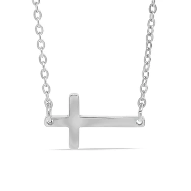 18K Gold  Stainless Steel Horizontal Blank Cross Necklace