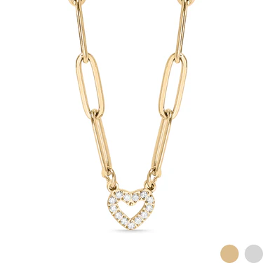 18K Gold Stainless Steel Stone &quotHeart