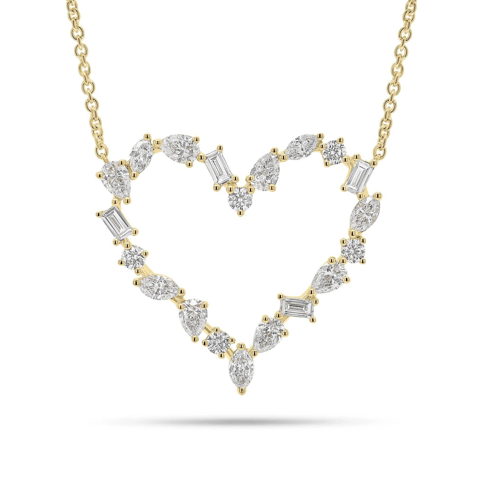 2026 Valentine’s Day Gift Geometric CZ Diamond Heart Pendant Necklace for Women – Trendy Cubic Zirconia Love Jewelry