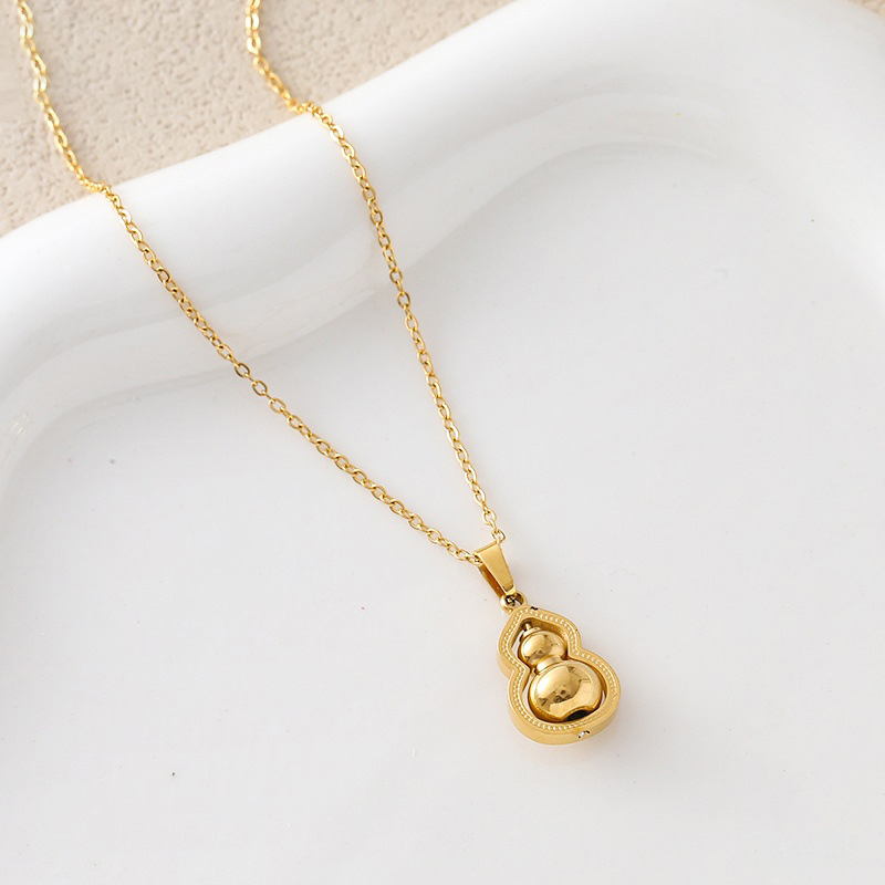 Glossy Gourd Pendant Necklace in 316L Stainless Steel
