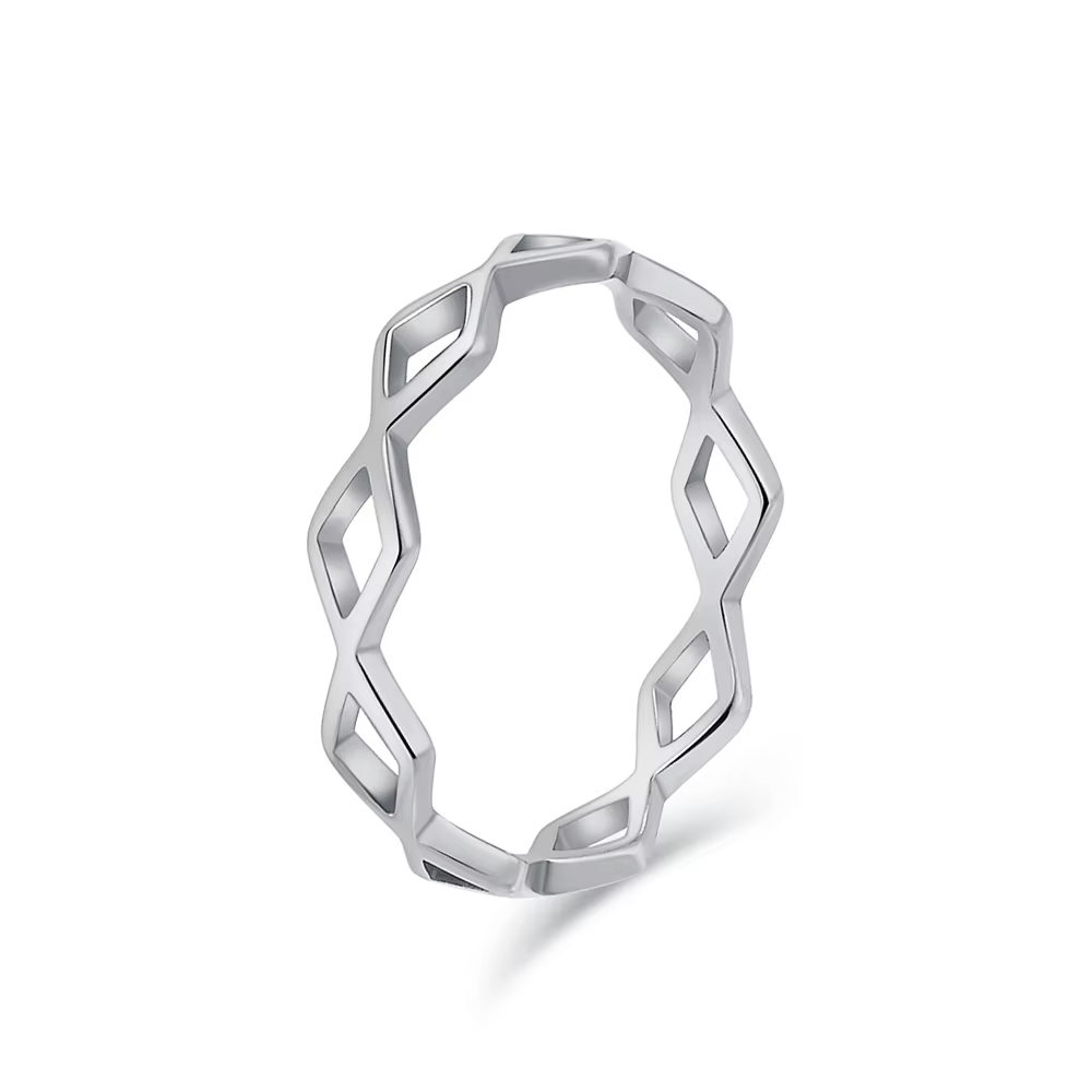4mm Hollow Diamond-Cut Stainless Steel Ring – Silver & Gold | Simple Geometric Jewelry