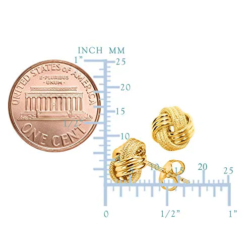 925 Sterling Silver 14k 18k Gold Shiny Textured Triple Row Love Knot Stud Earrings