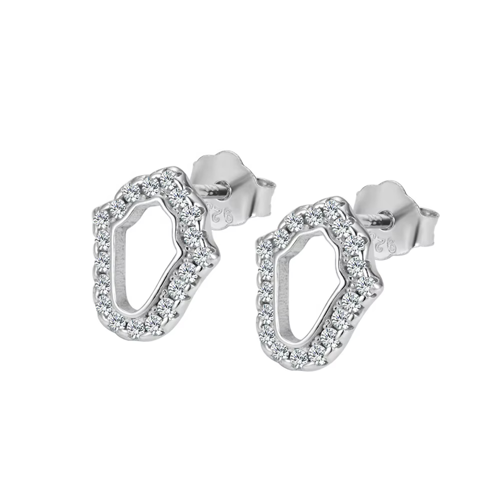 925 Sterling Silver Hollow Geometric Micro-set Zircon Earrings for Women, Simple and High-end, New Chinese-style Earrings, Gift
