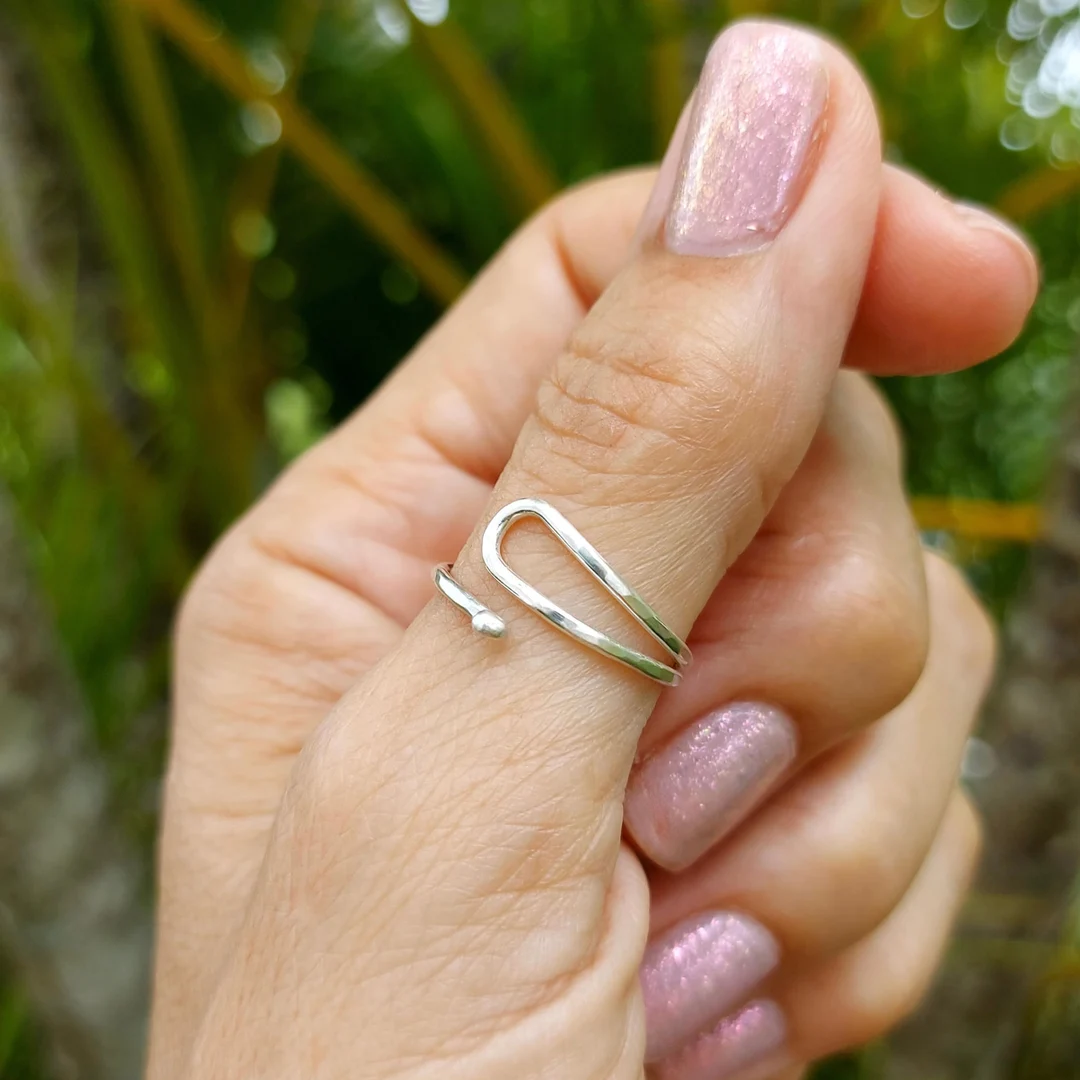 925 Sterling Silver Open Adjustable Thumb Ring for Women – Left Hand Modern Minimalist Design