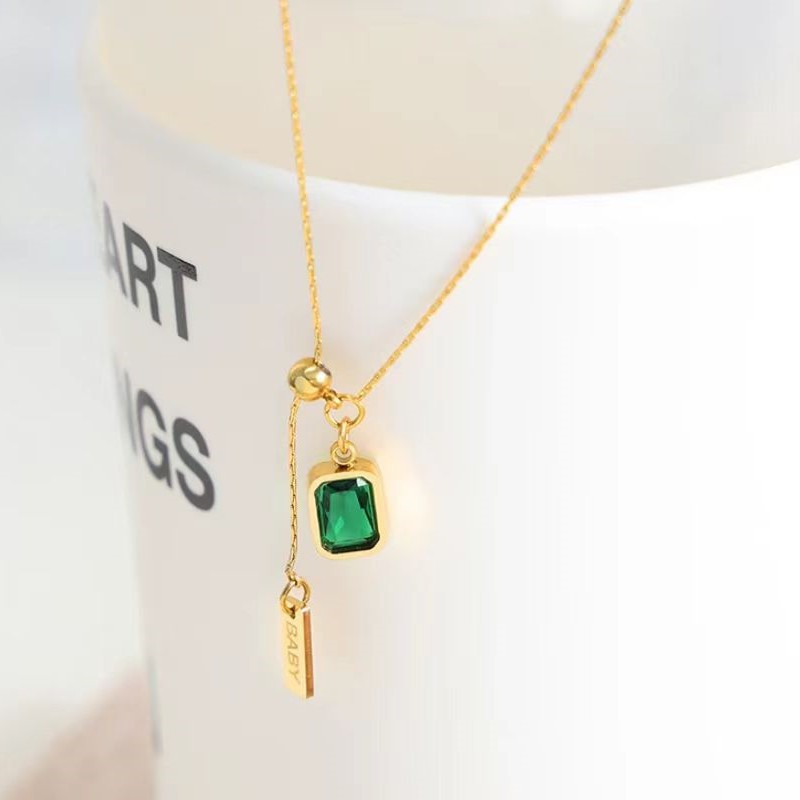 Adjustable Gemstone Pendant Necklace Bracelet – Dual-Wear Green & Black Crystal Jewelry for Women