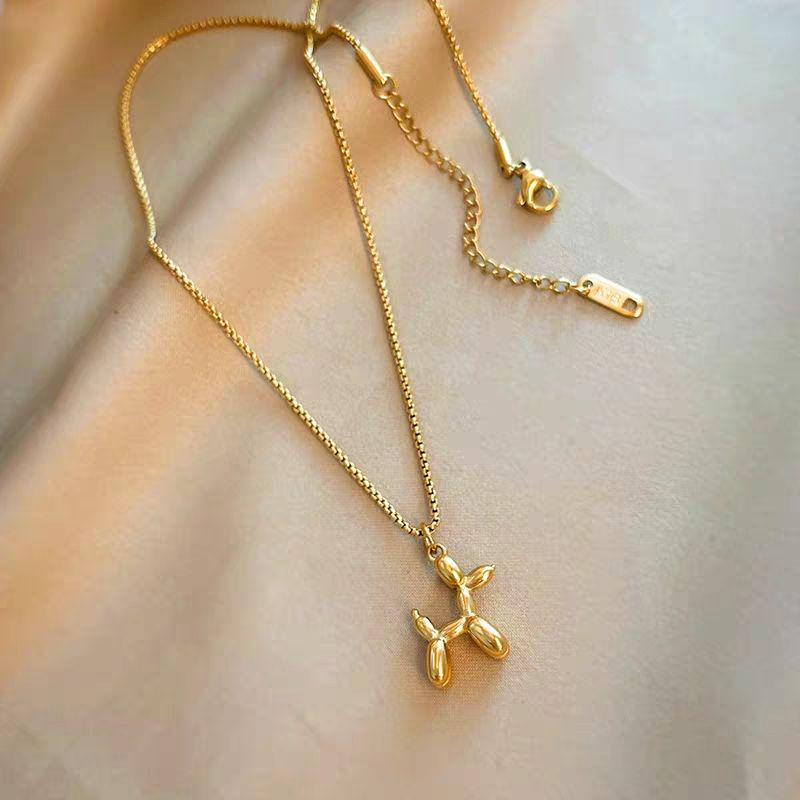 Balloon Dog Pendant Necklace – Gold Plated Cute Animal Jewelry for Women & Teens