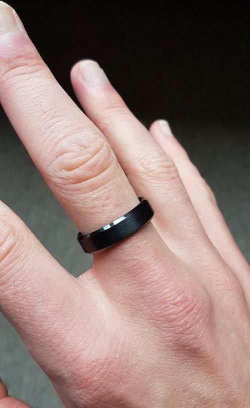 Black Ring on Right Middle Finger for Men Stylish Statement