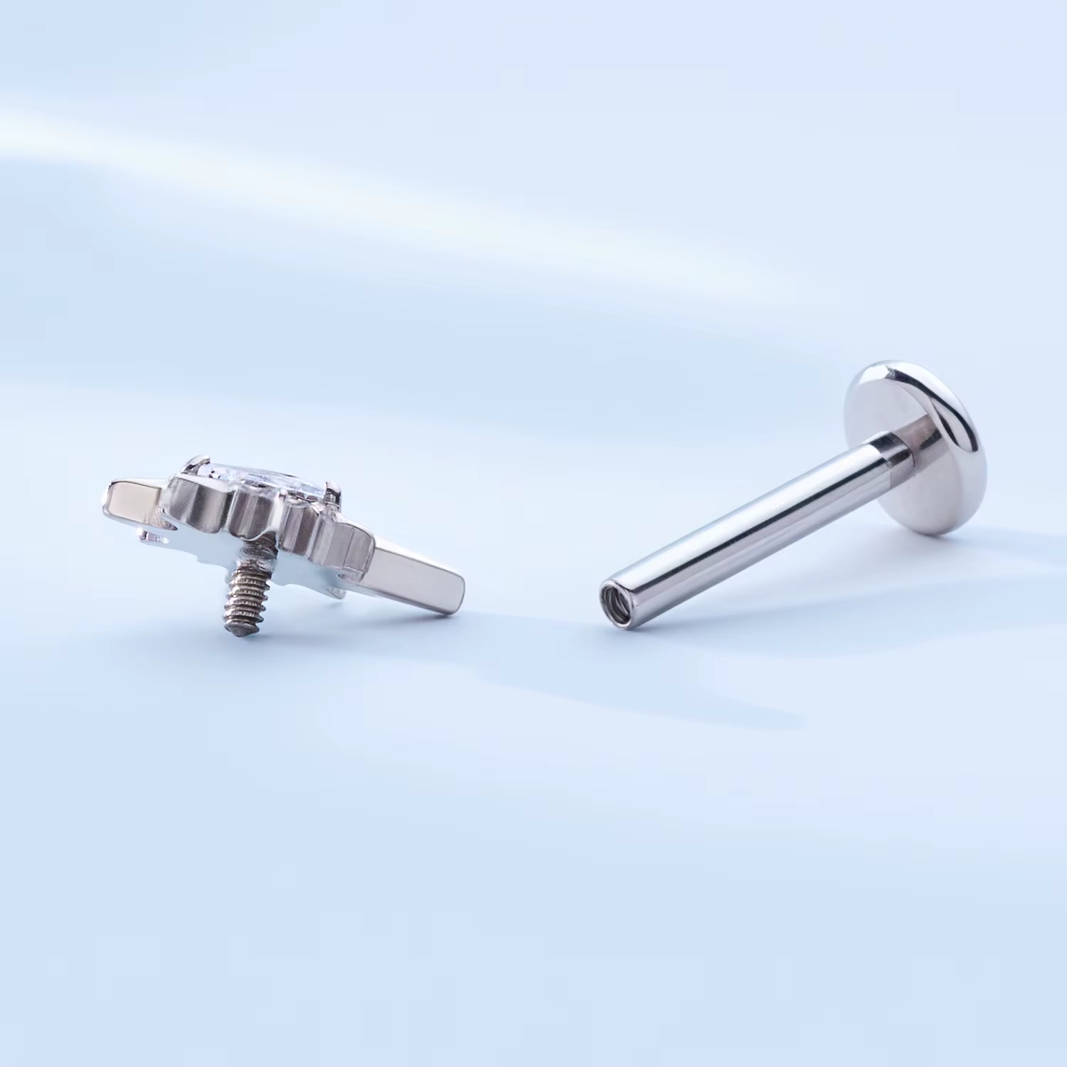 Botanical Cluster Earrings Three Stone Marquise Cut Labret with Internal Thread Body Jewelry for Cartilage Helix Use