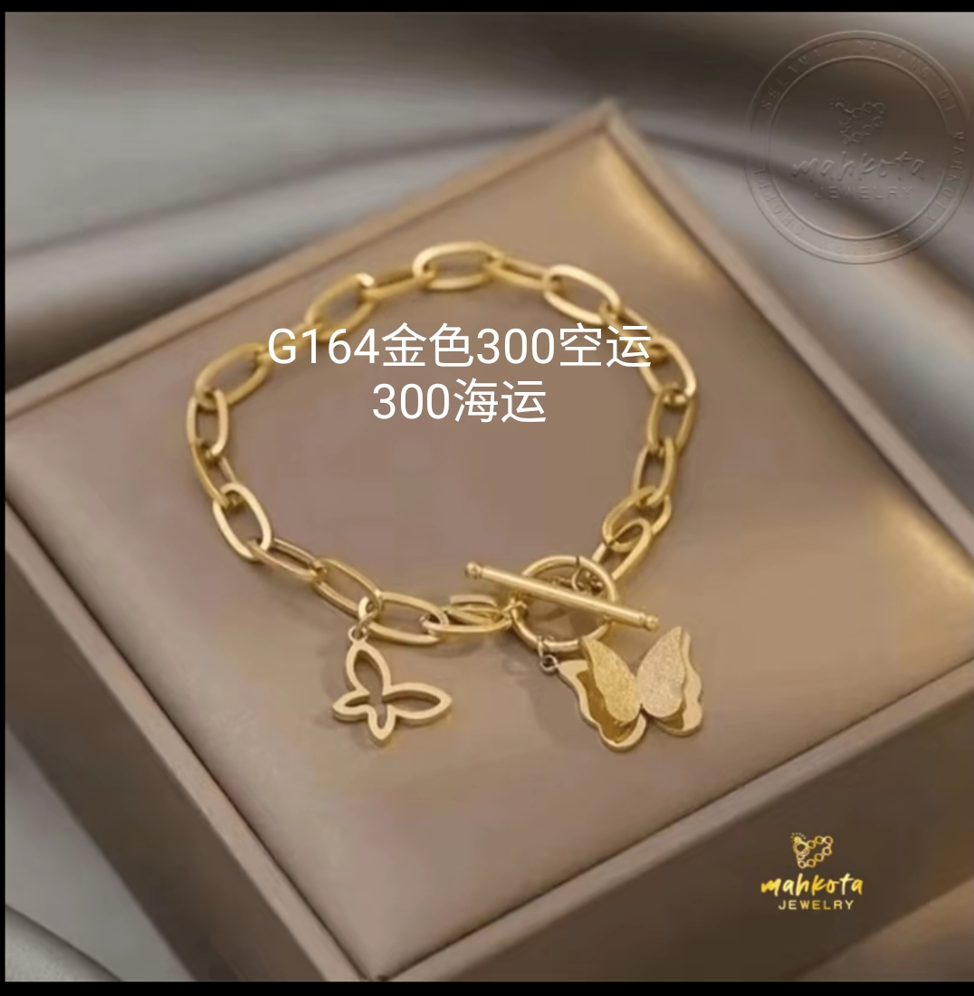 Butterfly Charm Chain Bracelet for Women - Gold Plated Stainless Steel Toggle Clasp Jewelry