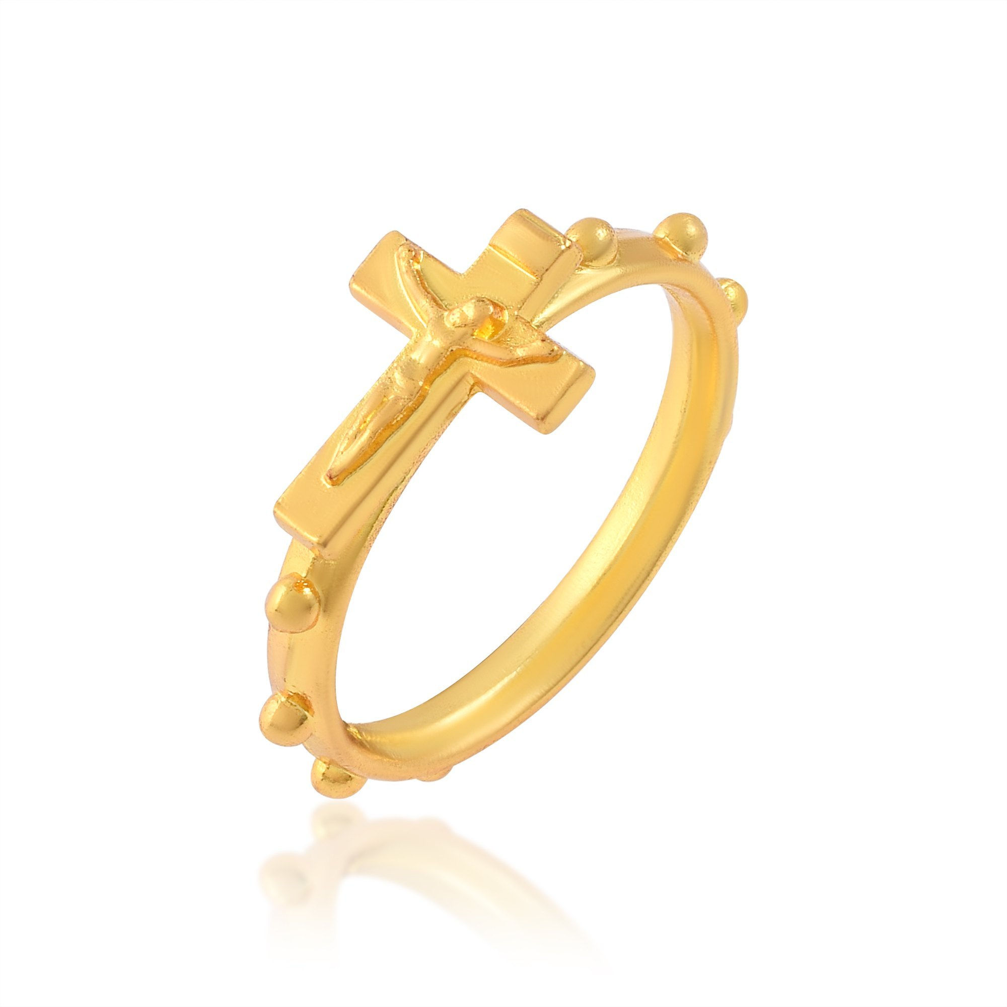 Christian Crucifix Gold Ring – Religious Wedding Band Style Ring for Devotion & Faith