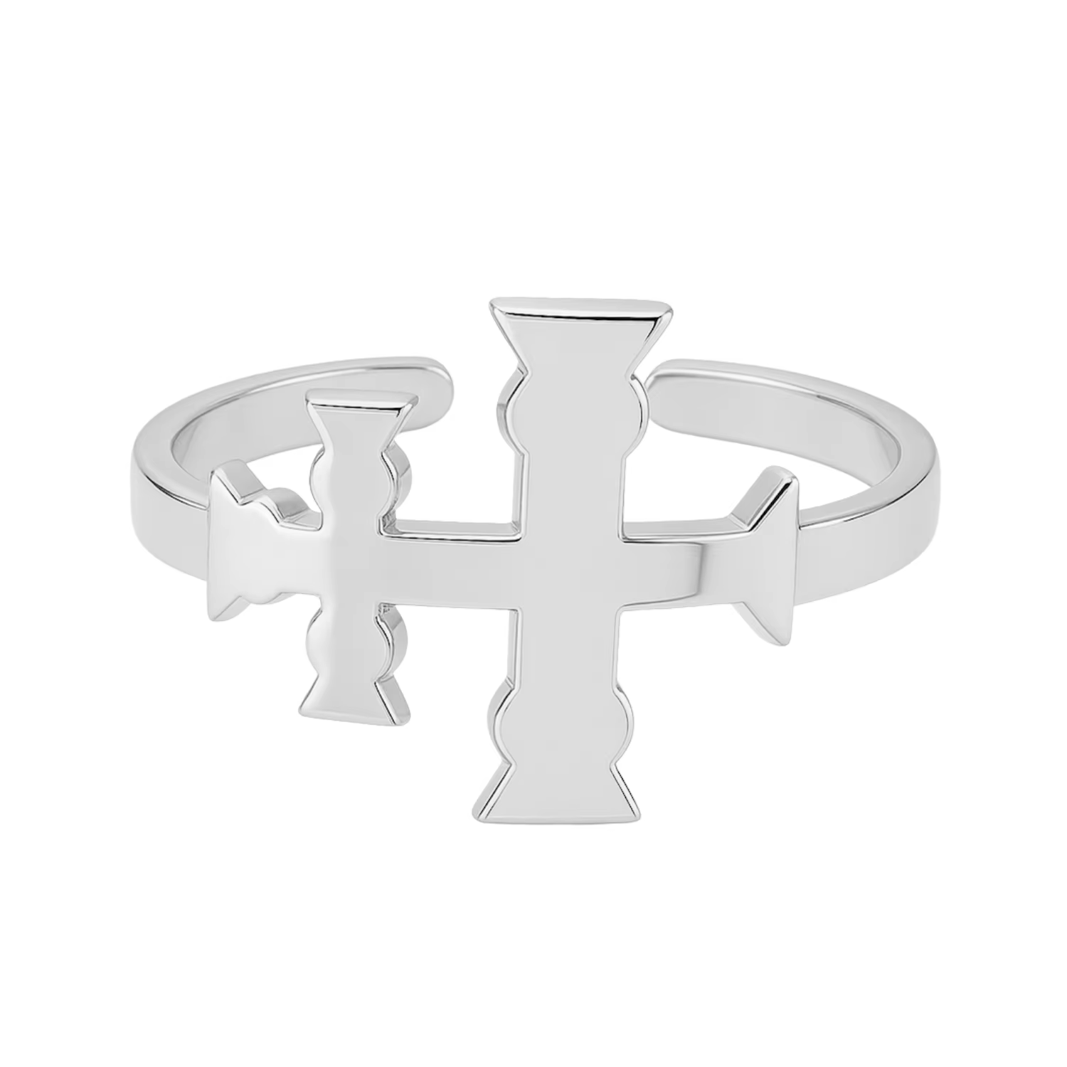 Classic Caravaca Cross Ring – Silver Stainless Steel Adjustable Unisex Faith Jewelry