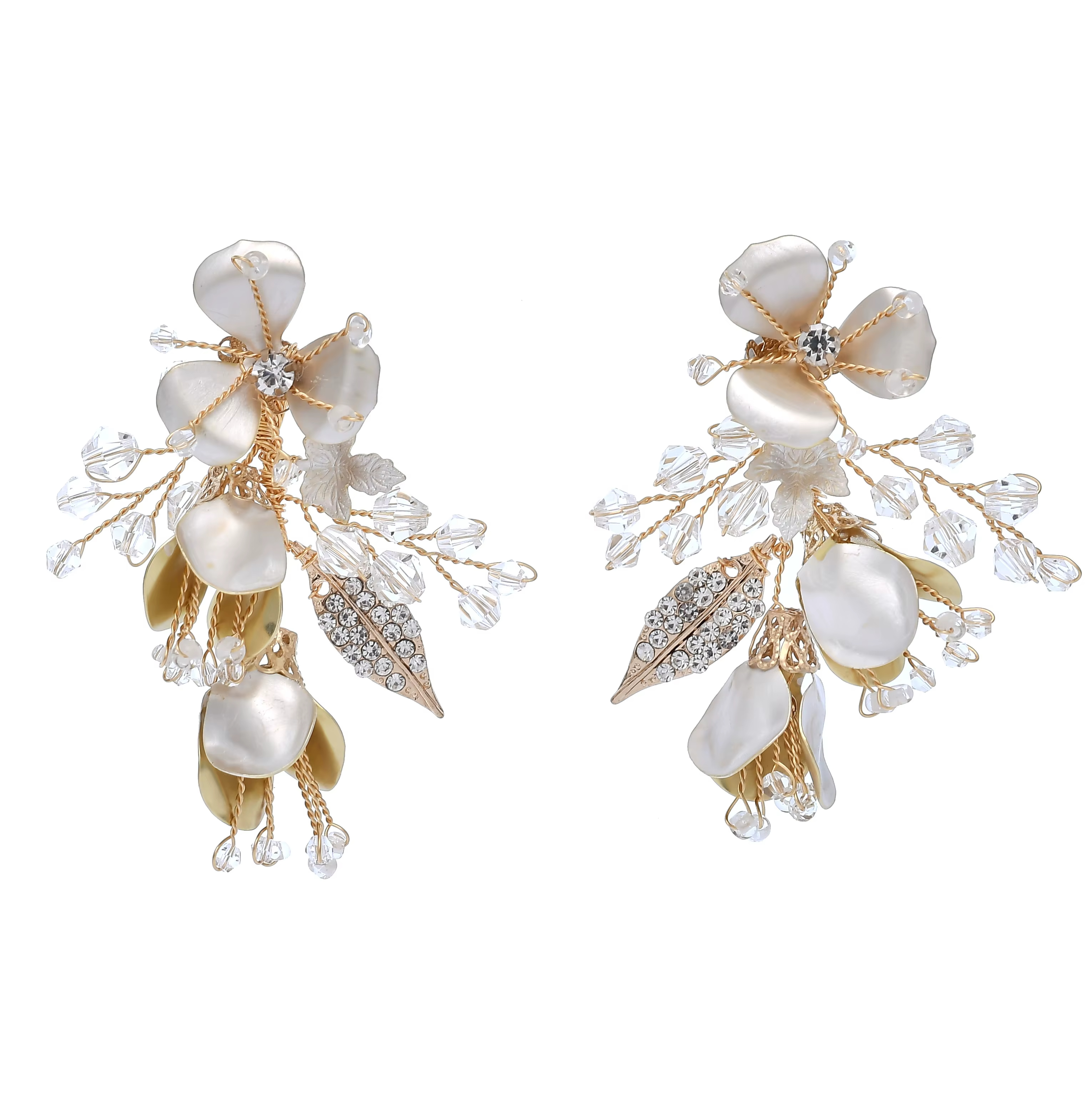 Classic Jewelry KC Gold Leaf Floral Wedding Earring Charming Women Bridal Earrings