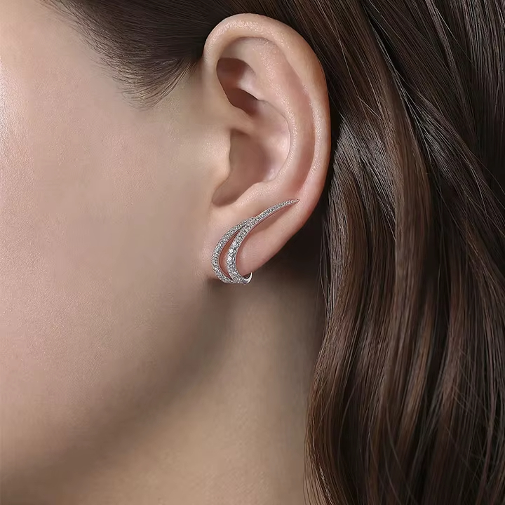 Classic Minimalist Creative Earrings S925 Silver Sparkling Earrings Made of Zircon Stone Versatile for Women's Wedding or Dating