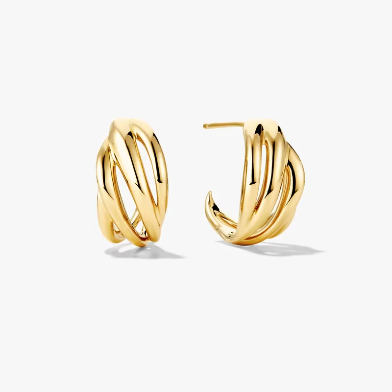 Custom Jewellers Waterproof Tarnish Free New 18k Gold Plated Stainless Steel Curves Dome Hoop Earrings for Women