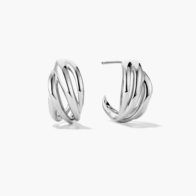 Custom Jewellers Waterproof Tarnish Free New 18k Gold Plated Stainless Steel Curves Dome Hoop Earrings for Women